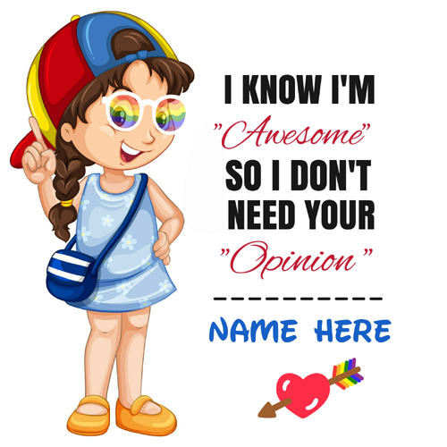 Gorgeous and Cute Girl With Attitude Name Greeting Card