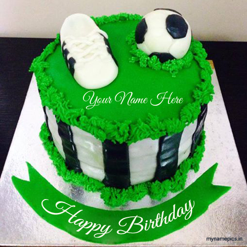 write name on birthday football cake pic