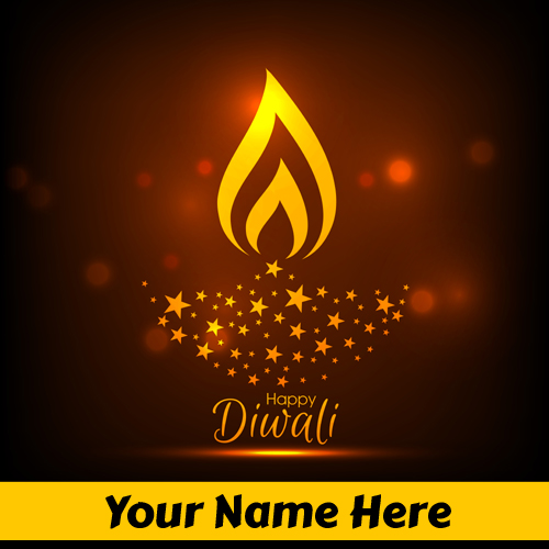 Happy Diwali Wishes Diya and Rangoli Greeting With Name