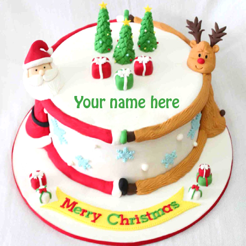 Write name on Merry Christmas cake profile pic