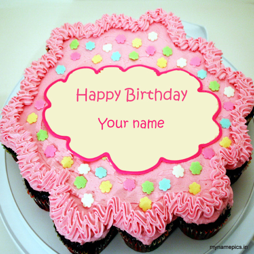 Write name on Birthday cake image online