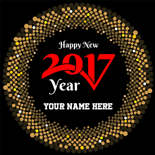 Happy 2017 New Year Wishes Black Greeting With Name