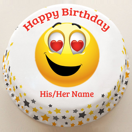 Cute Girlfriend Birthday Emoji Photo Cake With Name
