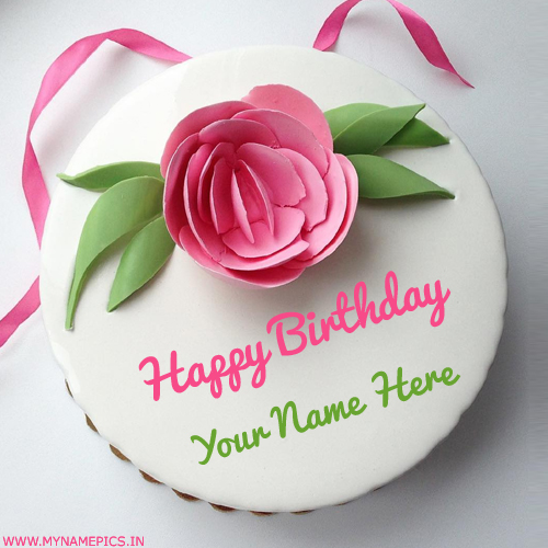 Pink Fondant Flower Cake Pics For Name Birthday Wishes