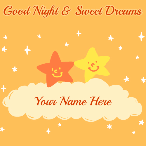 Good Night Sweet Dream Smiling Stars Greeting With Name