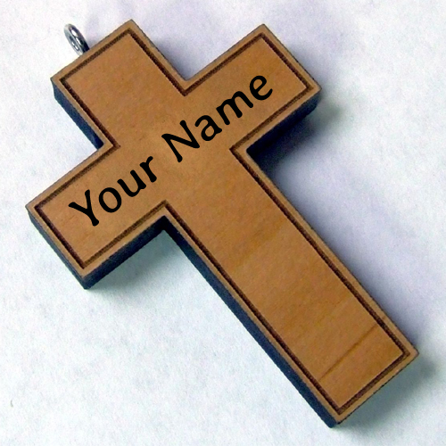 Customize Engraved Wood Necklace Cross With Your Name