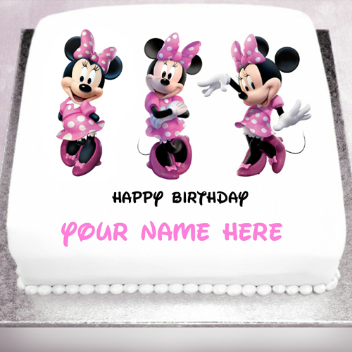 write name on Minnie mouse birthday cake pix