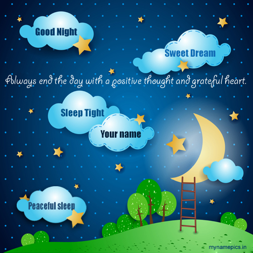 Write Name on Good Night Sweet Dreams Greetings Online