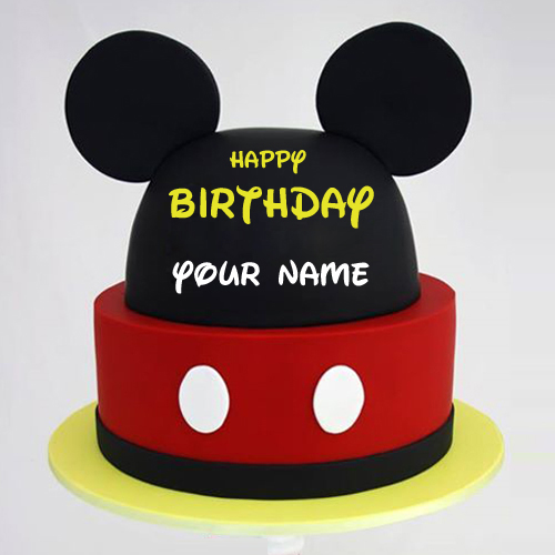Happy Birthday Disney Mickey Mouse Theme Cake With Name