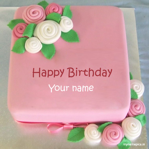 Write your name on rose birthday cake profile picture