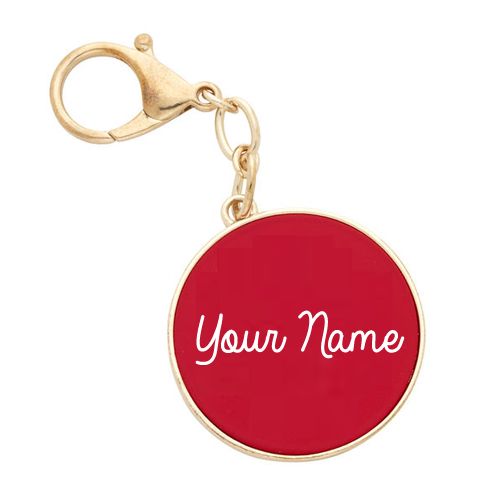 Write Name on Stylish Red Monogrammed Key Chain