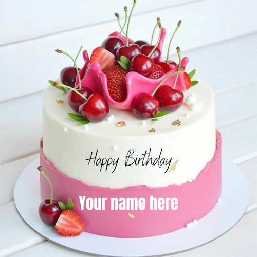 Delicious Double Layer Fruit Birthday Cake With Name