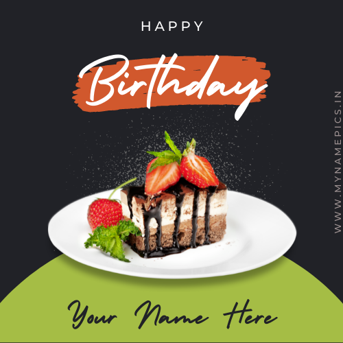 Name Birthday Greeting With Delicious Cake Background