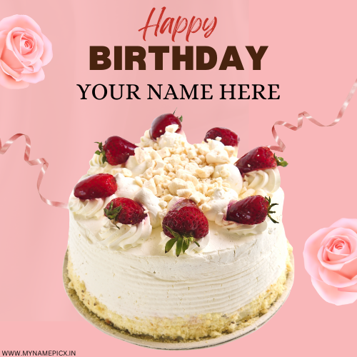 Delicious Chocolate Strawberry Cake With Name Edit    