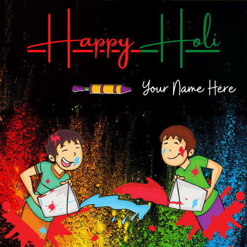Write Name on Have a Colorful Holi Wishes Greeting.