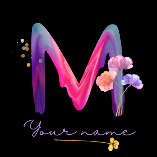 Watercolor Painted M Alphabet Status Image With Name