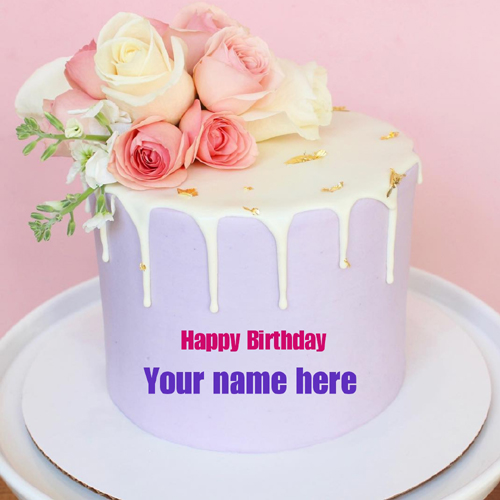 Floral Art Elegant Cake With Your Name
