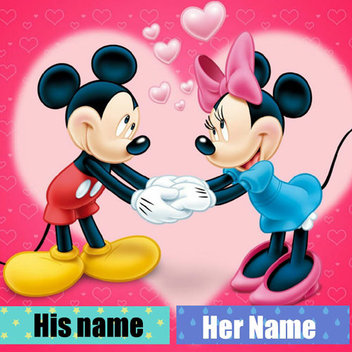 Mickey and Minnie Mouse Love Couple Greeting With Name