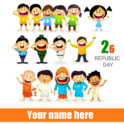 Republic Day Celebration Cute Greeting With Your Name