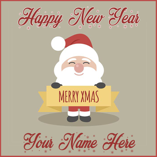 Fantastic Smiling Santa Claus Christmas Card With Name