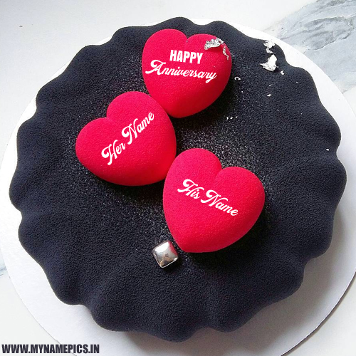 Anniversary Wishes Heart Cake With Love Couple Name
