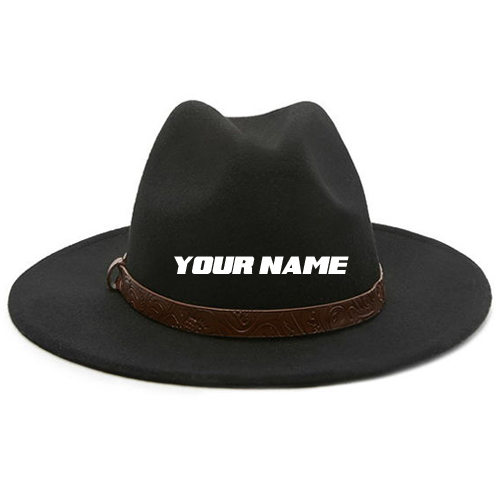 Embossed Band Wool Fedora For Boys With Your Name