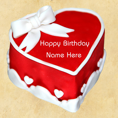 Write Name on Red Heart Birthday Cake For Friends