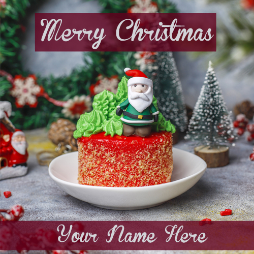 Merry Christmas Santa Claus Cake With Your Name