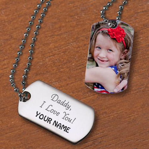 I Love My Dad Cute Girl Pendant With Your Name