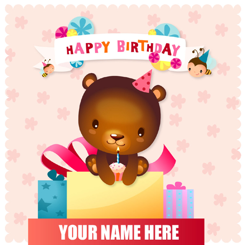 Happy Birthday Wishes Cute Teddy Greeting With Name