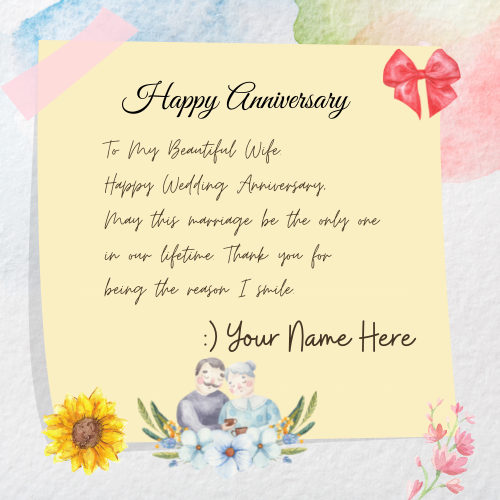 Happy Anniversary To Dear Wife Love Note With Your Name