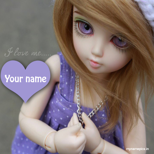 Write your name on cute purple doll profile pic