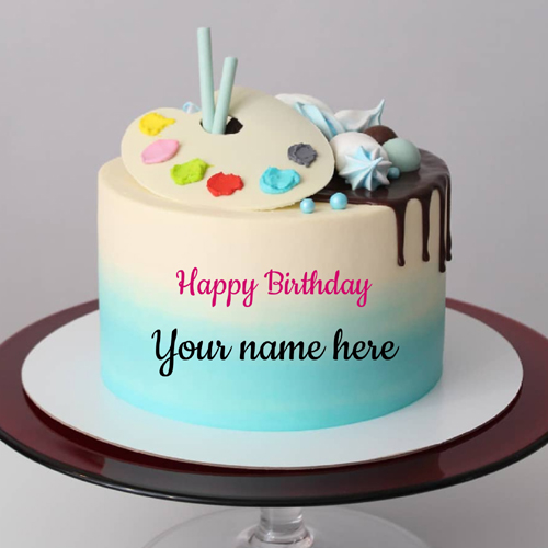 Lovely Fondant Cake For Happy Birthday Wishes With Name