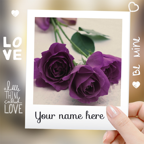 Personalized Cute Purple Rose Love Note With Your Name