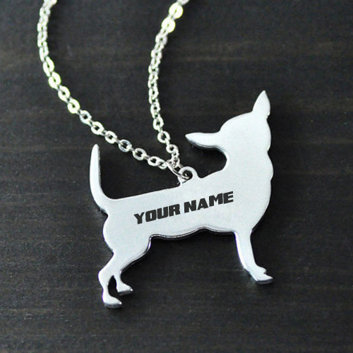 Silver Dog Necklace Jewelry With Your Name