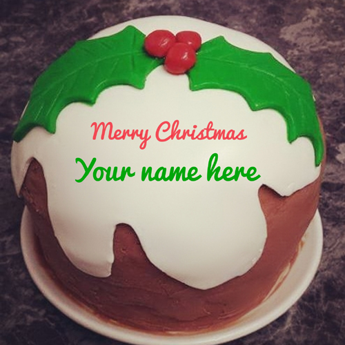Beautiful Merry Christmas Wishes Cake With Your Name