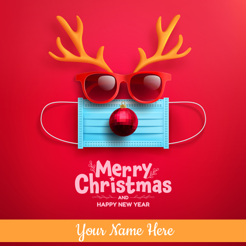 Print Name on Merry Christmas DP With Reindeer Symbol