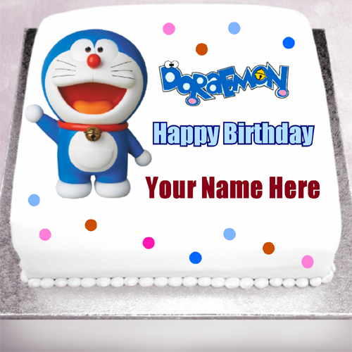 Happy Birthday Doraemon Cartoon Kids Cake With Name
