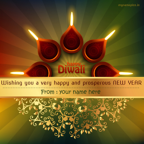 Write name on diwali and happy new year profile pic.