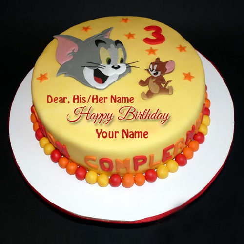 Cute Tom and Jerry Birthday Cake With Your Name