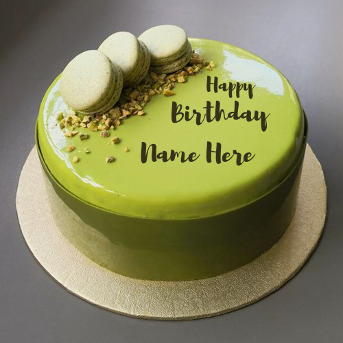 Green Apple Flavor Birthday Wishes Cake With Your Name