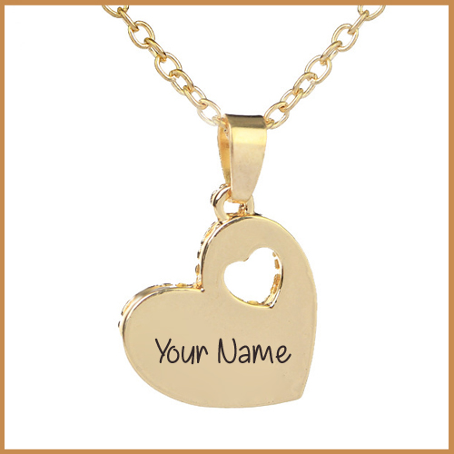 Love Heart Gold Necklace for Women With Her Name