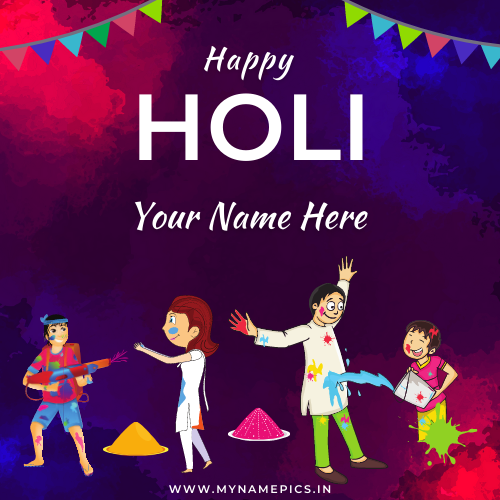 Print Custom Text on Holi Celebration Social Media Post