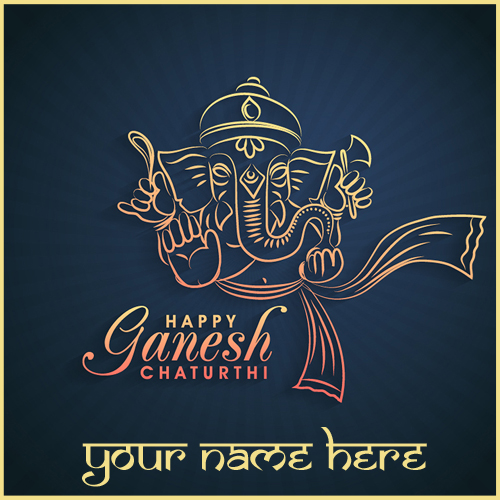Lord Ganesh Chaturthi Celebration Name Greeting Card