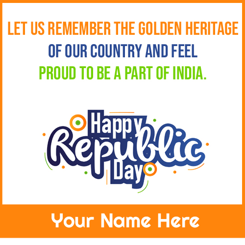 Happy Republic Day 2022 Quote Image With Your Name