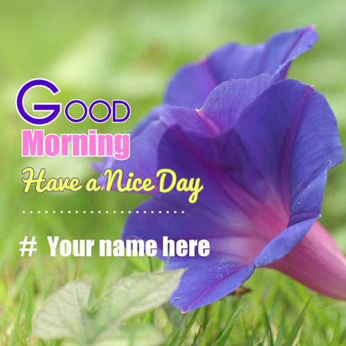 Good Morning Greeting With Purple Flower and Your Name