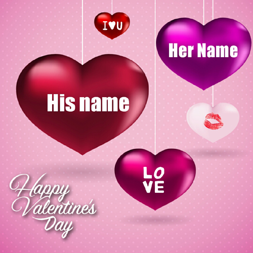 Happy Valentines Day Heart Greeting With Couple Name