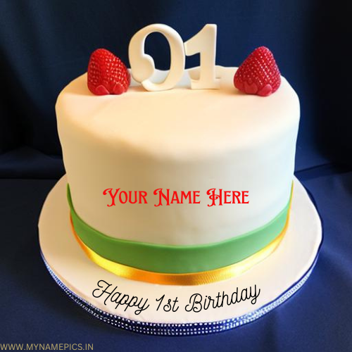 Happy 1st Birthday Wishes Double Layer Cake With Name