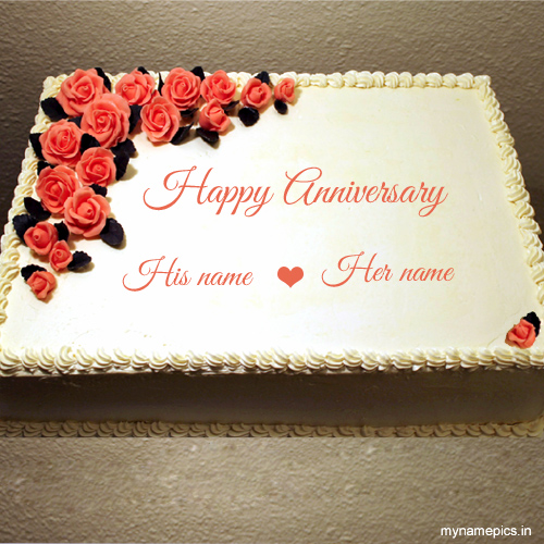 Write name on flower anniversary cake online