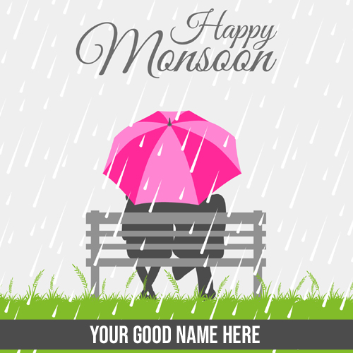 Happy Monsoon Wishes Love Couple Greeting With Name